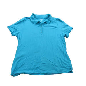 Croft & Barrow Polo Shirt womens Large Blue Short Sleeve Stretch Golf Casual Top